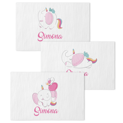 Baby unicorn - Set 3 pezzi mussole personalizzate con nome
