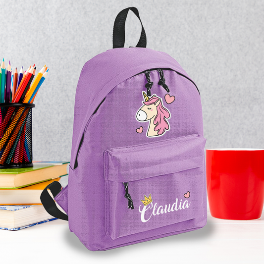 Unicorn queen - zaino scuola - personalizzato con nome