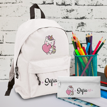 Unicorn Heart - Zaino + Portapenne - personalizzati con nome