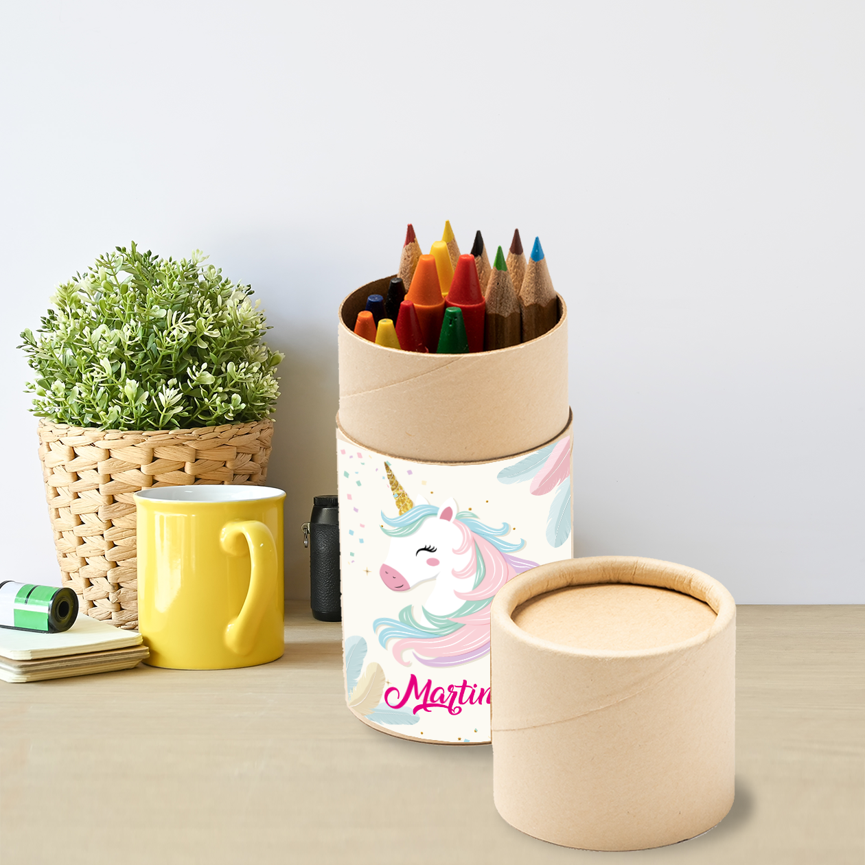 Unicorn - Set 6 pezzi Da Disegno In Legno personalizzati con nome