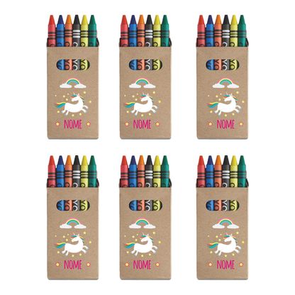 Unicorn Name - Set da 6 - Pastelli Cera - personalizzati con nomi