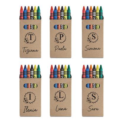 Name Circle Flower - Set da 6 - Pastelli Cera - personalizzati con nomi