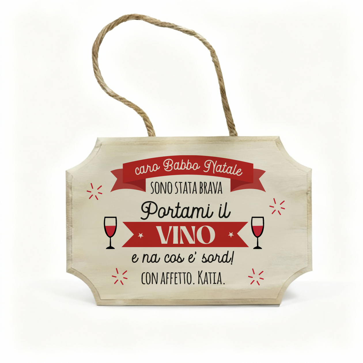 Caro Babbo Natale sono stata brava - fuoriporta in legno - personalizzato con nome