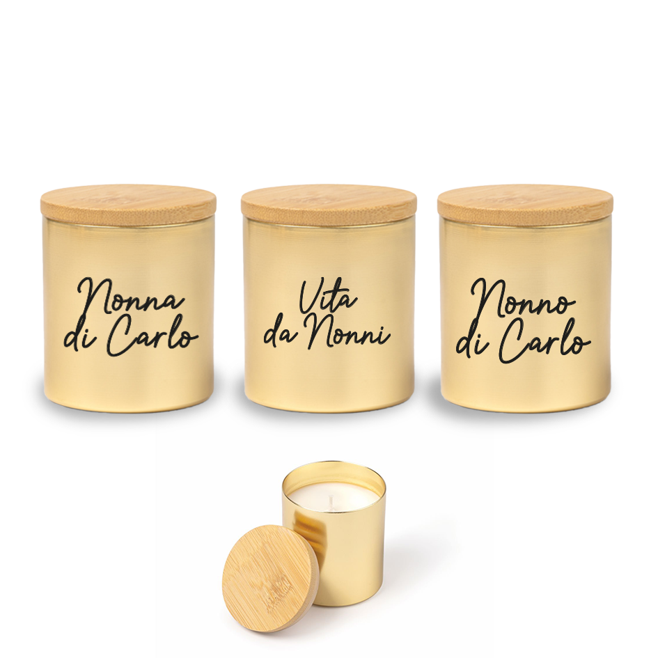 Vita da nonni - Set di 3 Candele Profumate personalizzate con nome