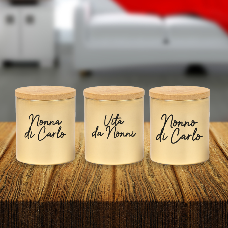 Vita da nonni - Set di 3 Candele Profumate personalizzate con nome