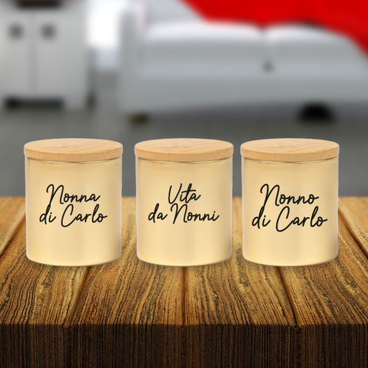 Vita da nonni - Set di 3 Candele Profumate personalizzate con nome