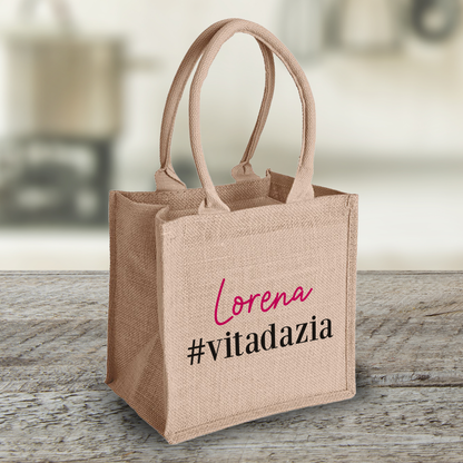 #vitadazia - Shopper In Cotone - personalizzata con nome