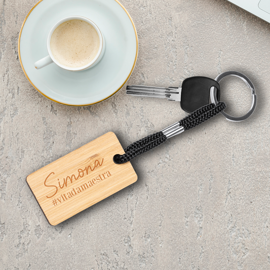 #vitadamaestra - Portachiavi in Legno - personalizzato con nome