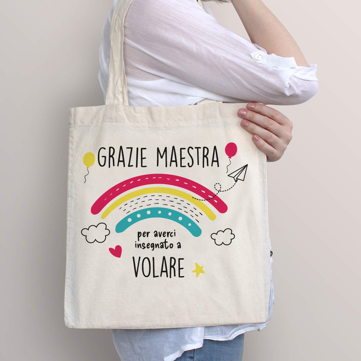 Grazie Maestra per averci insegnato a volare - Shopper In Cotone