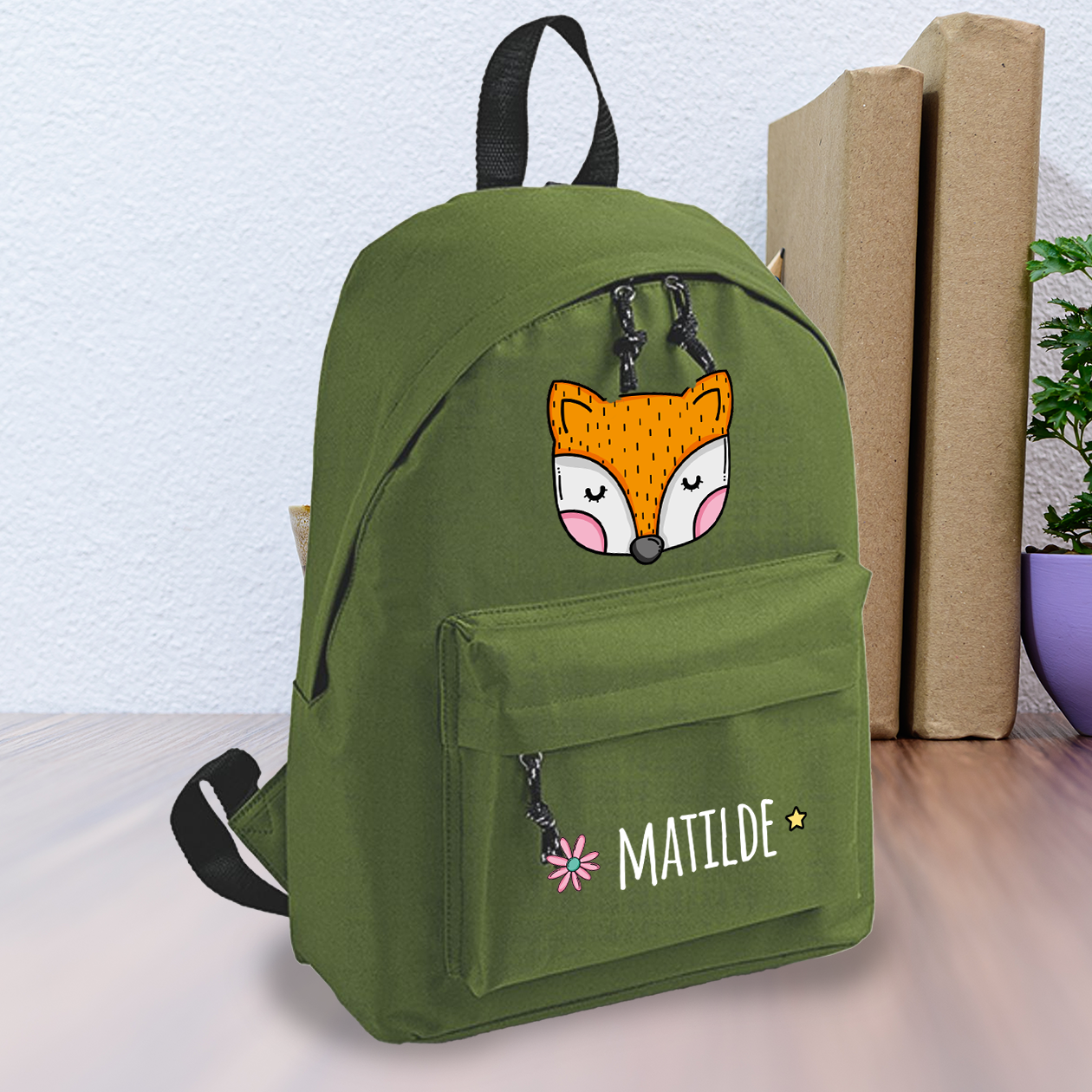 Elegant Fox - zaino scuola - personalizzato con nome
