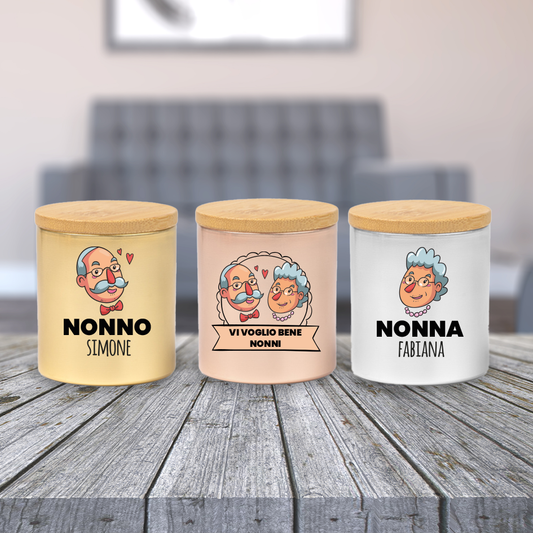 Vi voglio bene nonni - Set di 3 Candele Profumate personalizzate con nomi