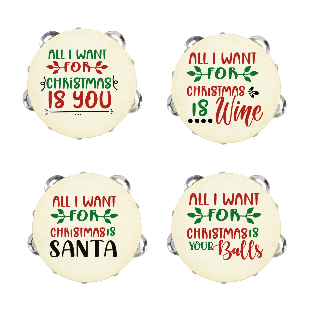 All I want for Christmas - Set da 10 Tamburelli