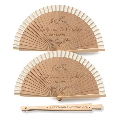 Sposi - Coppia di Ventagli in legno - personalizzata con nomi e data