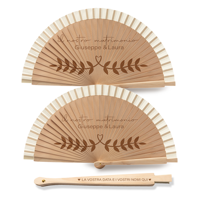 Il nostro matrimonio - Coppia di Ventagli in legno - personalizzata con nomi e data