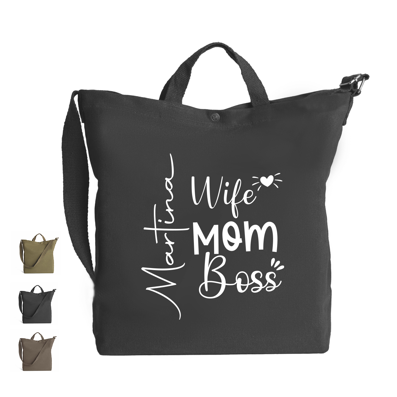 Wife, mom, boss - Borsa da Donna in Tela - personalizzato con nome