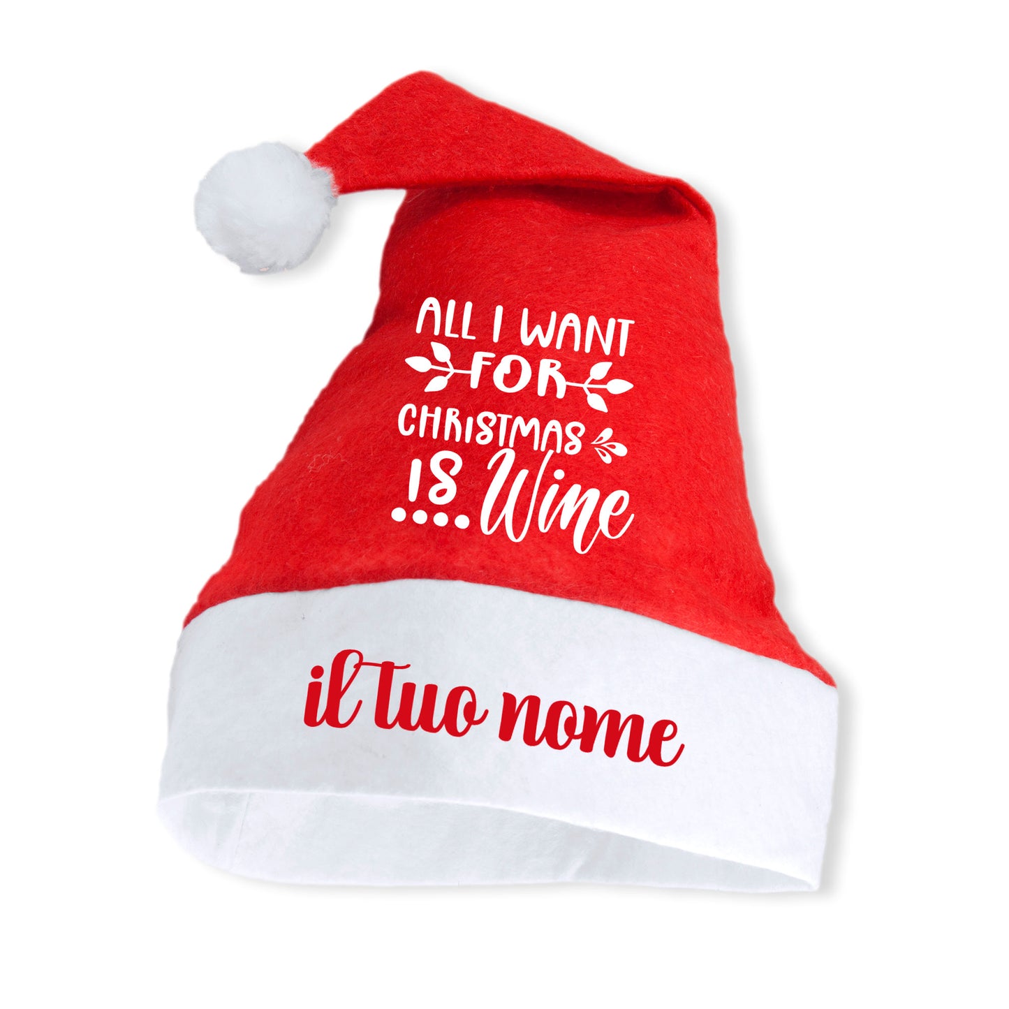Wine for Christmas - Cappello da Babbo Natale - personalizzato con nome