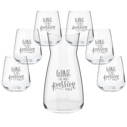 Wine is my passion - Set Caraffa e 6 Bicchieri