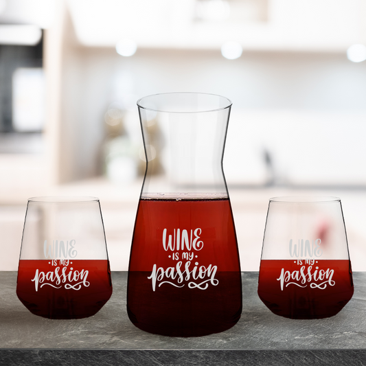 Wine is my passion - Set Caraffa e 6 Bicchieri