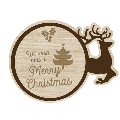 We wish you a Marry Christmas - Set 3 pezzi Sottobicchiere in Legno