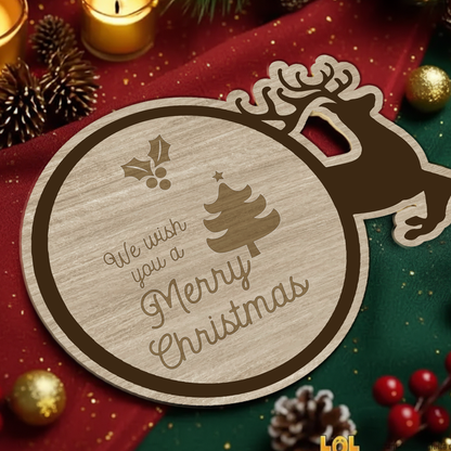 We wish you a Marry Christmas - Set 3 pezzi Sottobicchiere in Legno