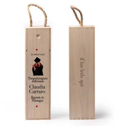 Congratulazioni dottoressa - portabottiglia in legno - personalizzato