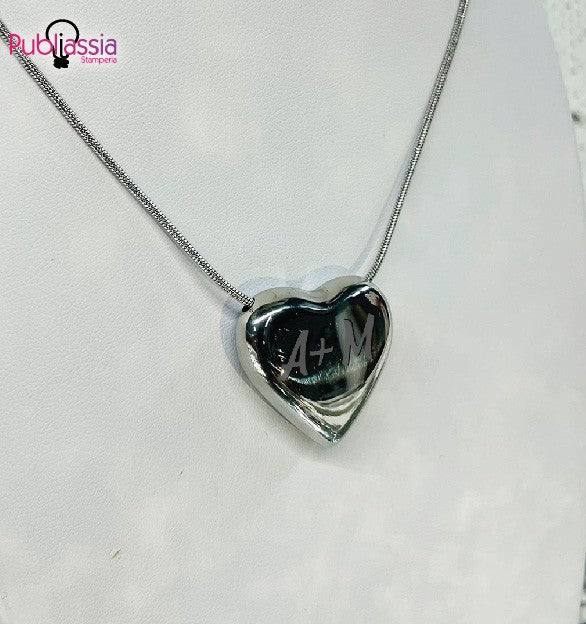 Heart silver - Collana personalizzata con iniziali incise - idea regalo