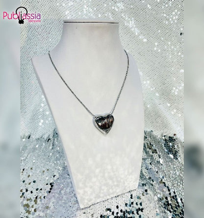 Heart silver - Collana personalizzata con iniziali incise - idea regalo