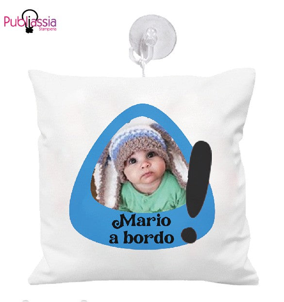 Bebè a boro - Cuscino mini per auto - personalizzato con foto