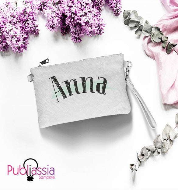 Pastel lettering - Pochette Ecopelle Personalizzata