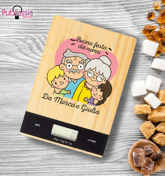 Buona festa dei nonni - Bilancia Da Cucina Digitale Personalizzata Idea Regalo Cibo festa dei nonni