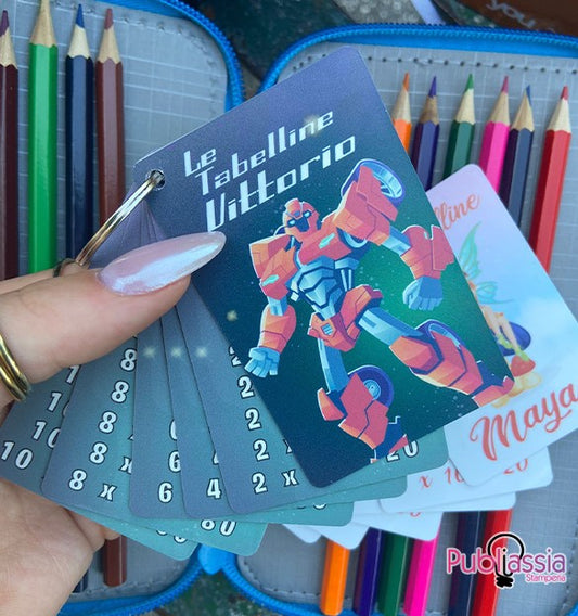 Boy - Impara le Tabelline Card Plastificate Personalizzate con Nome Bambini