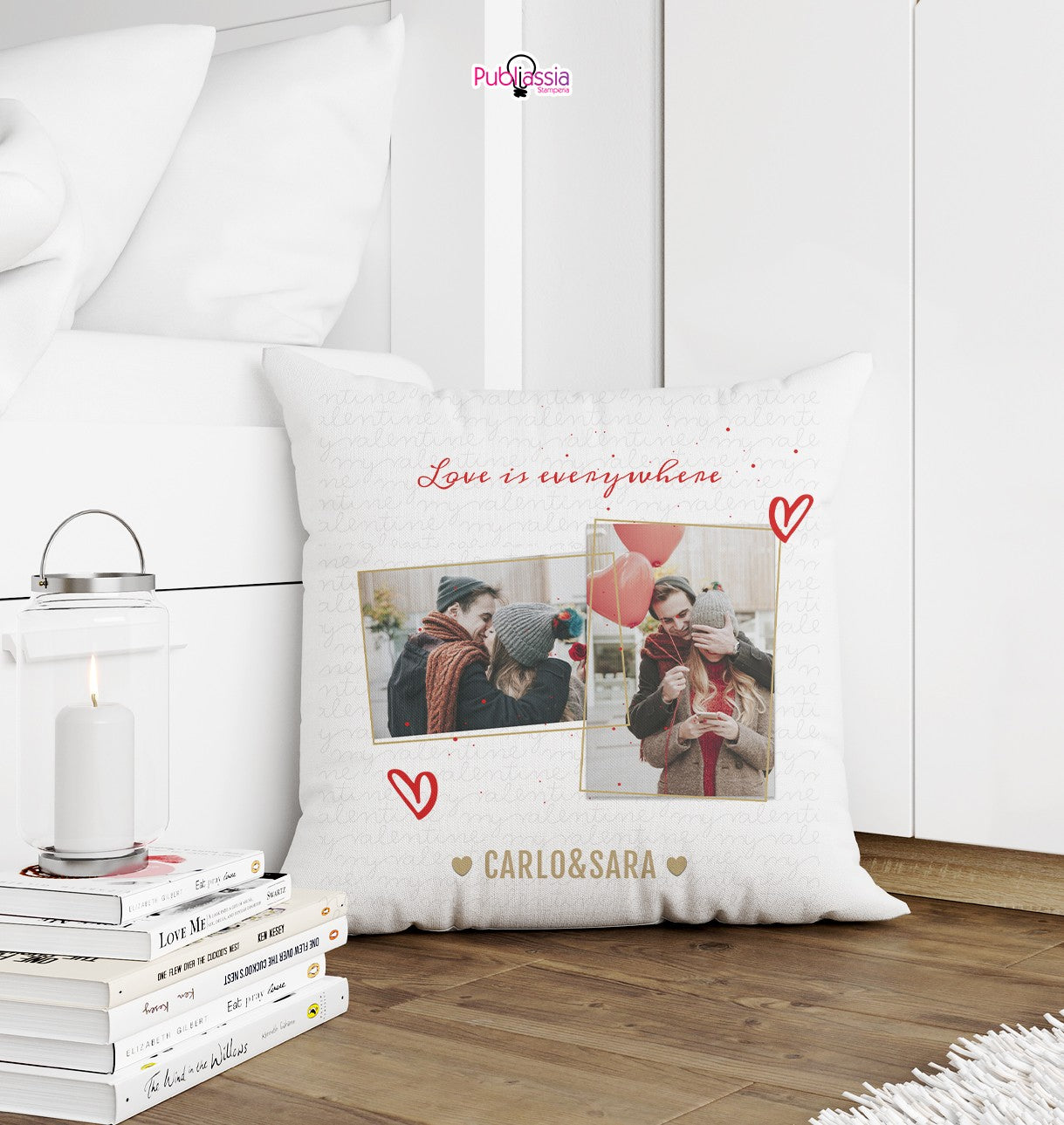 Happy Valentine's Day - Cuscino personalizzato con foto - idea regalo San Valentino