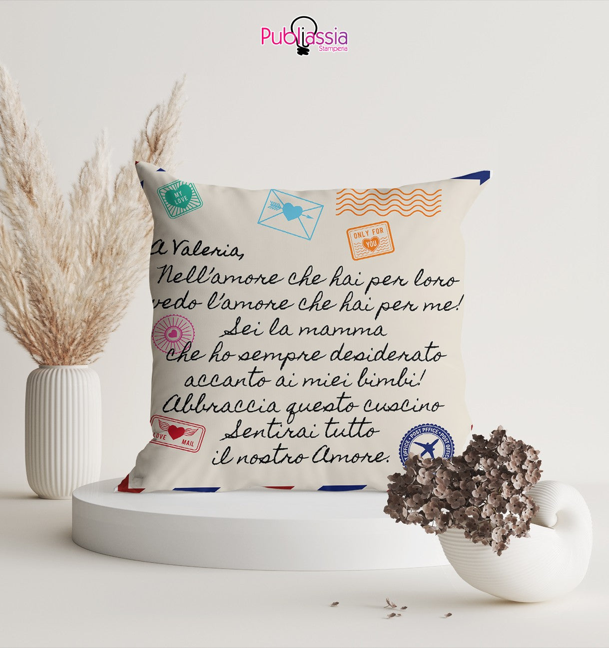 Mail letter love - Cuscino personalizzato con dedica - idea regalo San Valentino