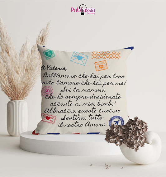 Mail letter love - Cuscino personalizzato con dedica - idea regalo San Valentino