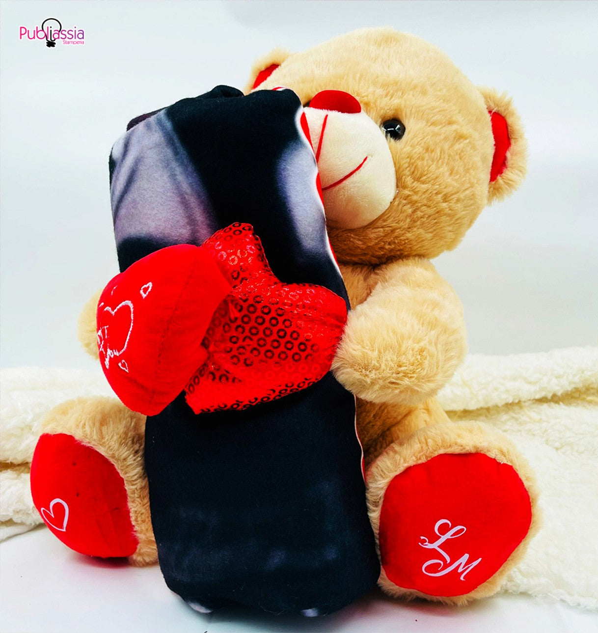 Teddy bear valentine's days - personalizzato con iniziali