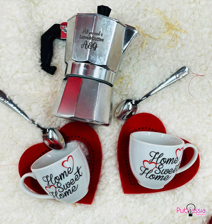 Box coffee love - moka, tazze e cucchiaini - personalizzati con nomi