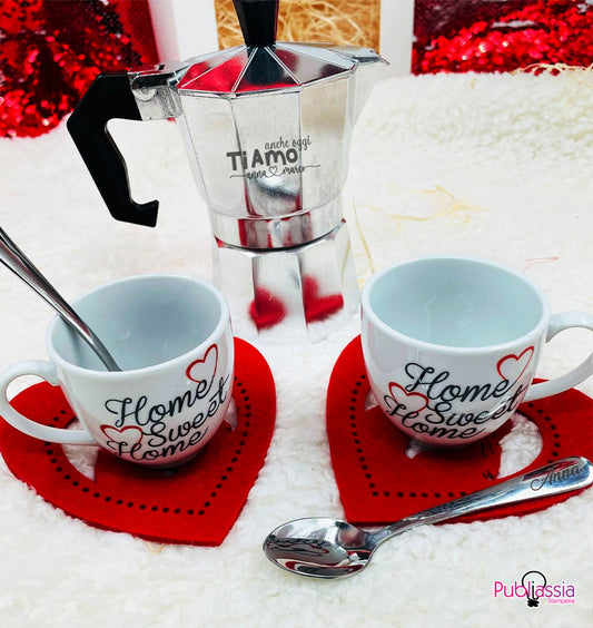 Box coffee love - moka, tazze e cucchiaini - personalizzati con nomi