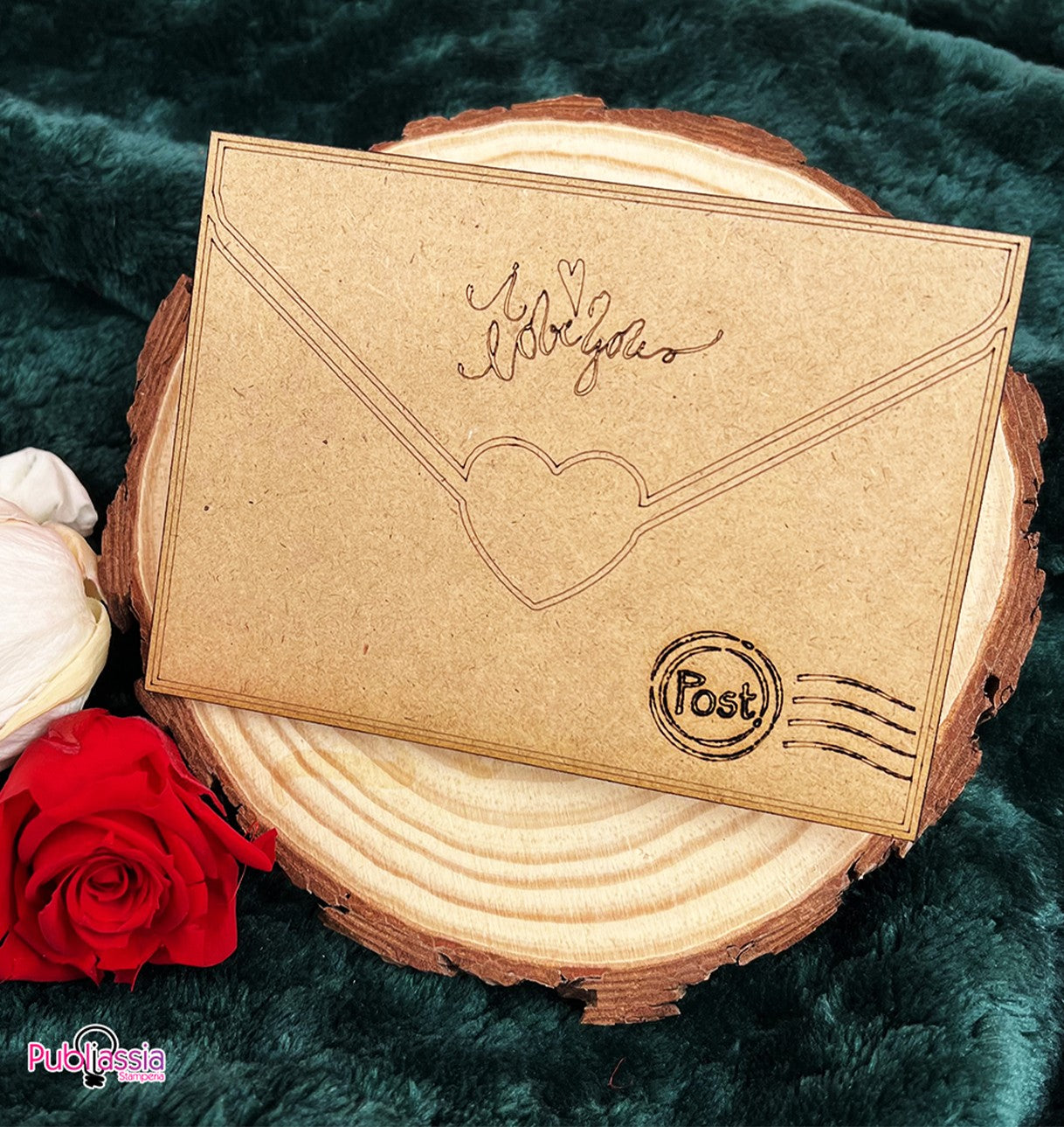 Love letter - targhetta in legno - personalizzato con foto e dedica