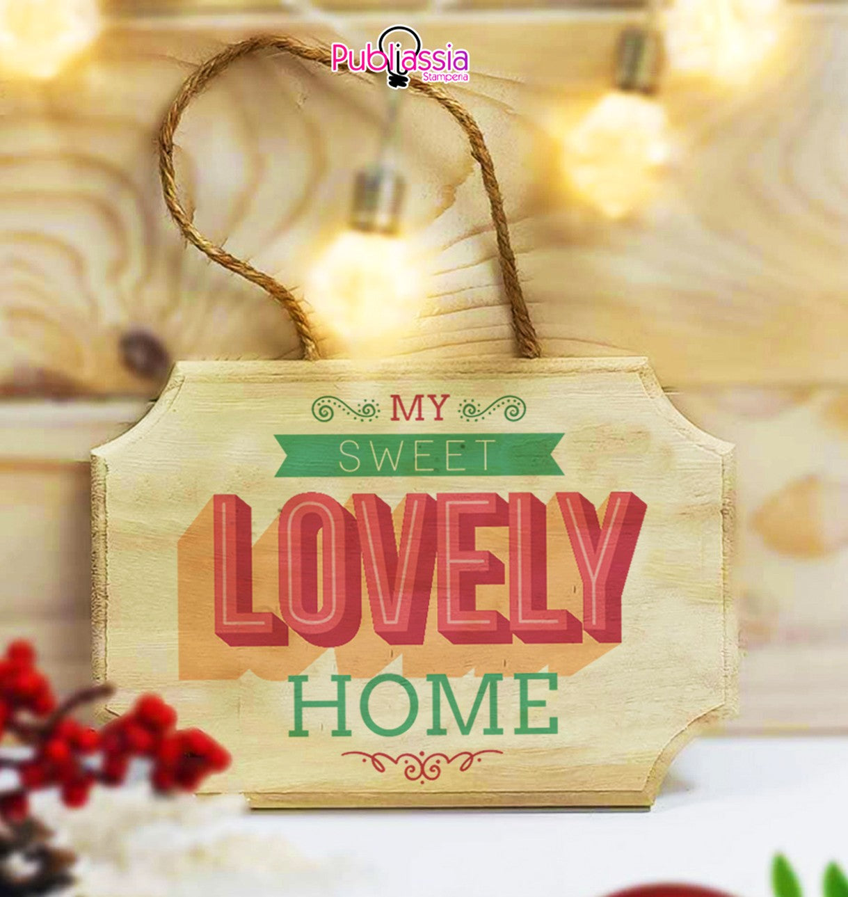 Lovely home - fuoriporta in legno - personalizzato