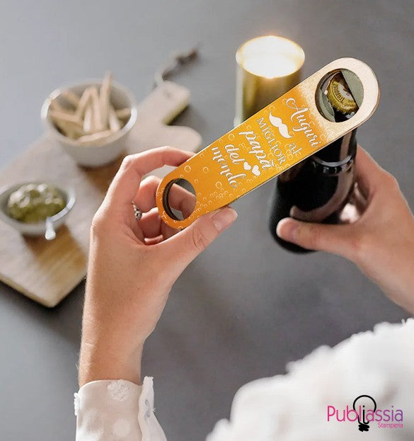 Il miglior papà del mondo - Apribottiglie in legno personalizzato