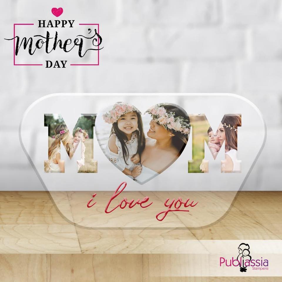 Mom, I Love You - scritta in plexiglass personalizzata con foto