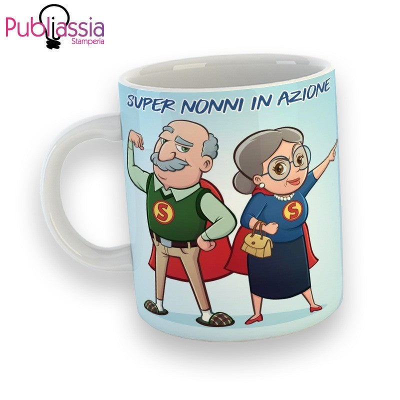 Super Nonni In Azione - Tazza Mug Personalizzata Festa Dei Nonni