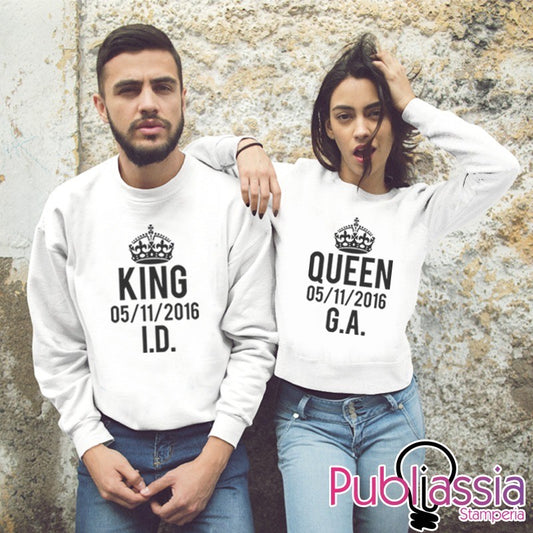 King & Queen - Coppia Felpe Personalizzate Con Nome E Data