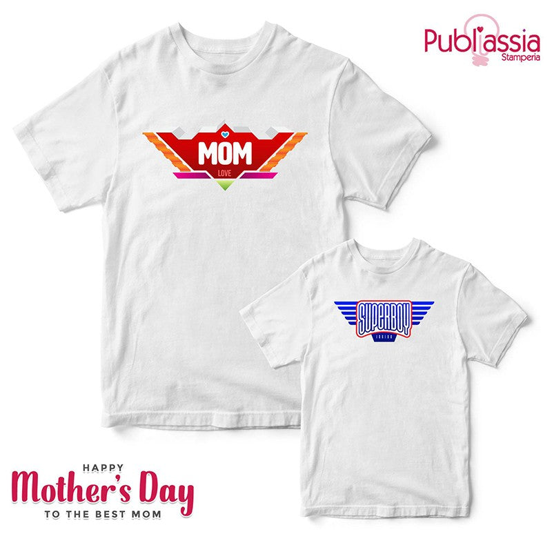 Mom And Superboy - Coppia T-Shirt Mamma e Figlio