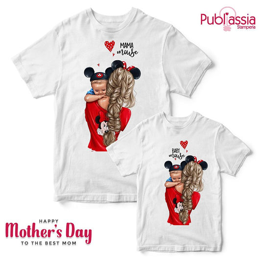 Mama And Baby Mouse - Coppia T-Shirt Mamma e Figlia