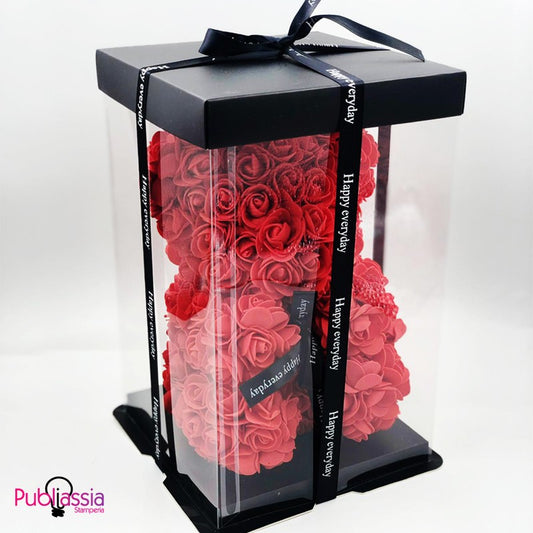 Love Bear Rosso - scatola con orsetto di rose personalizzato con foto