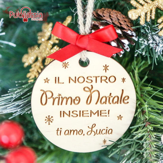 Il nostro primo Natale insieme - Pallina in Legno Personalizzata