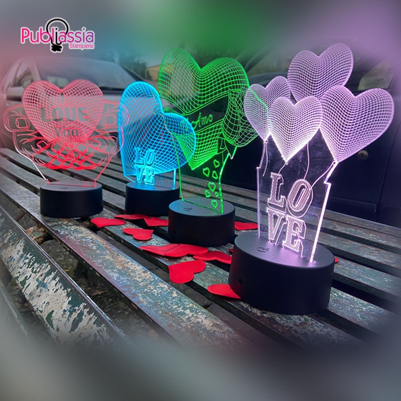 I love You - Lampada Led RGB - Plexiglass