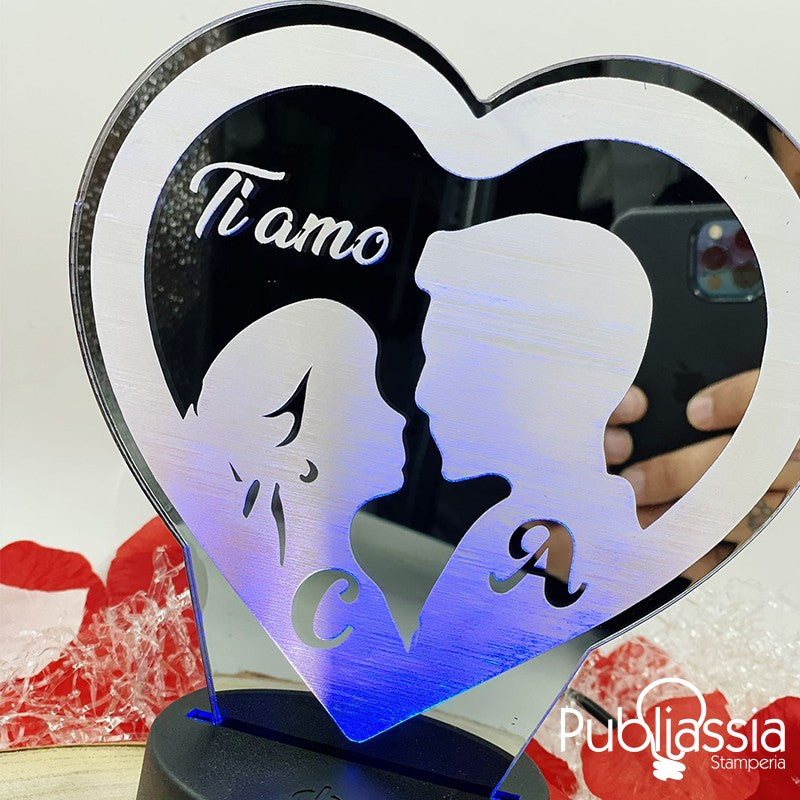 Mirror Love - Lampada Led personalizzata - RGB - Plexiglass specchiato