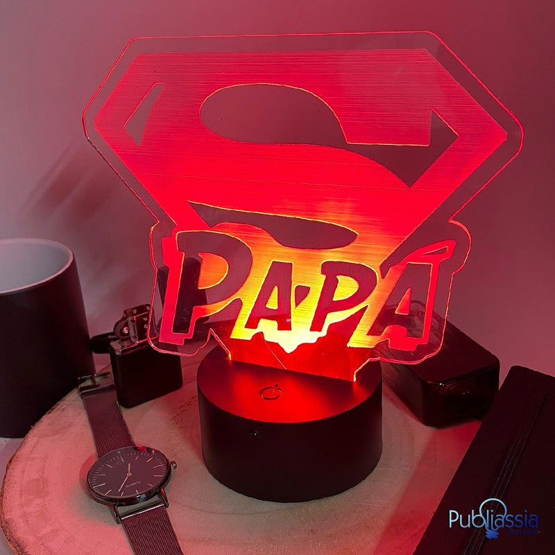 Super Papà - Festa del Papà - Lampada Led RGB - plexiglass